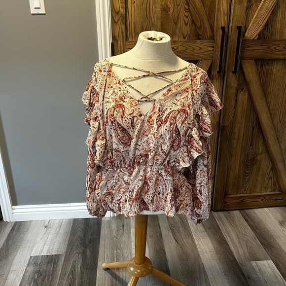 MINK pink paisley print blouse L - Picture 7 of 8